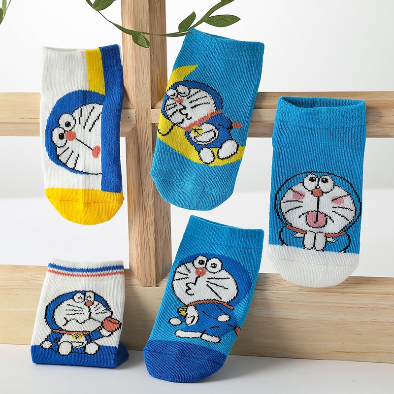 Set 5 Đôi Tất Cotton Cổ Ngắn In Hình Mèo Kokorocre DLM-03 Cho Bé (1-8 Tuổi)