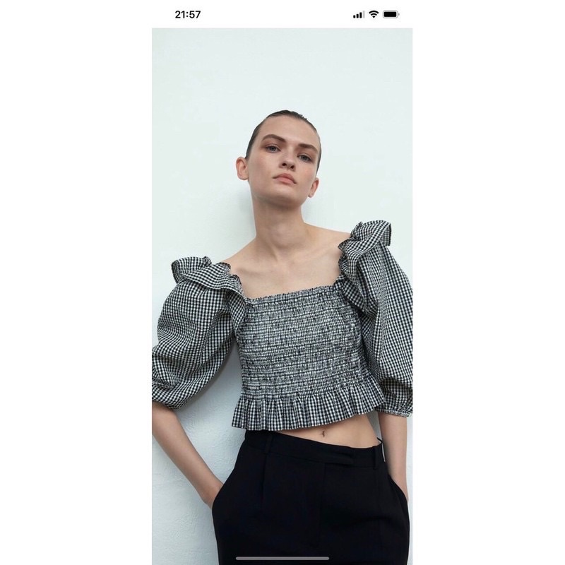 Áo kiểu nữ thân nhún smocking tay dài bo chun