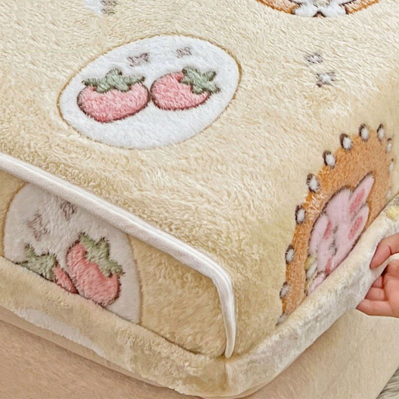 Ga Trải Giường Đơn Bằng Vải Lông Cừu San Hô Dày Chống Trượt Họa Tiết Hoạt Hình