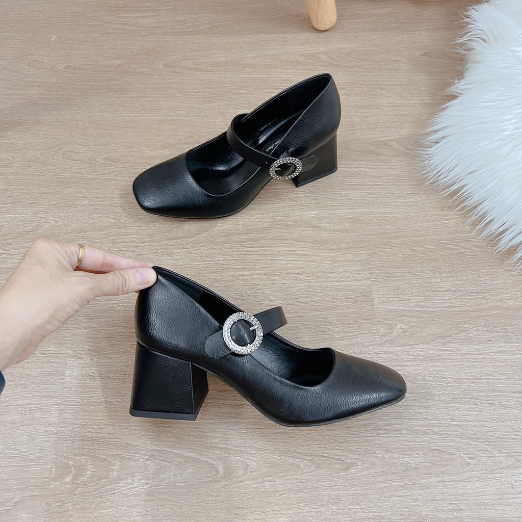 Giày Cao Gót Nữ 5 Phân Thiết Kế Khóa Đá Tròn Phong Cánh Lên Chân Tôn Dáng Chuẩn Fom Hàng Loại 1 Size 35 - 39