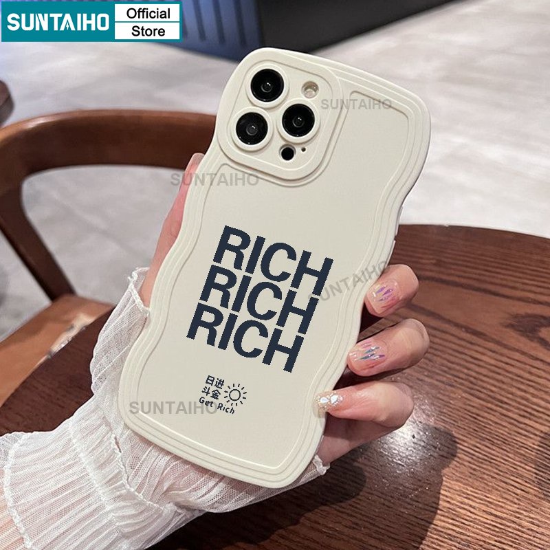 SUNTAIHO Ốp điện thoại họa tiết chữ RICH thích hợp cho iPhone 14 12 13 11 Pro Max XS X XR XS Max 7 8 Plus