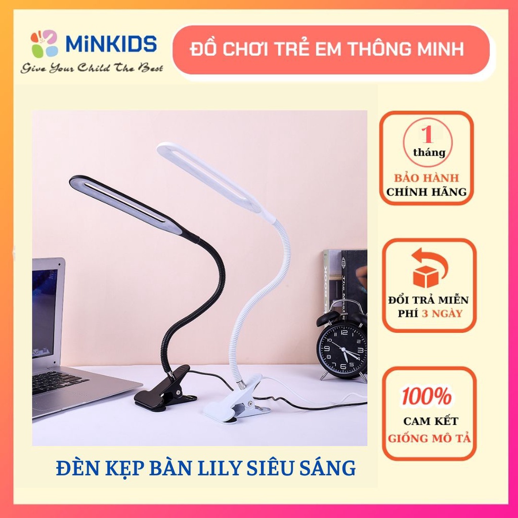 Đèn học kẹp bàn LILY siêu sáng chống cận,đèn bàn làm việc đọc sách làm nail nối mi phong cách hiện đại nguồn USB