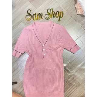 Áo len tăm hồng tay lỡ