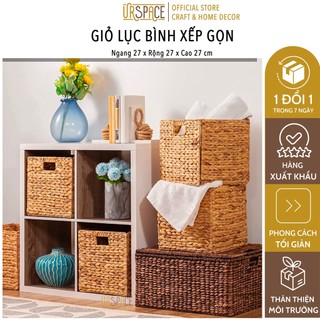 Giỏ lục bình URSPACE đựng quần áo, sách báo, giỏ trồng cây hình vuông có thể gấp gọn