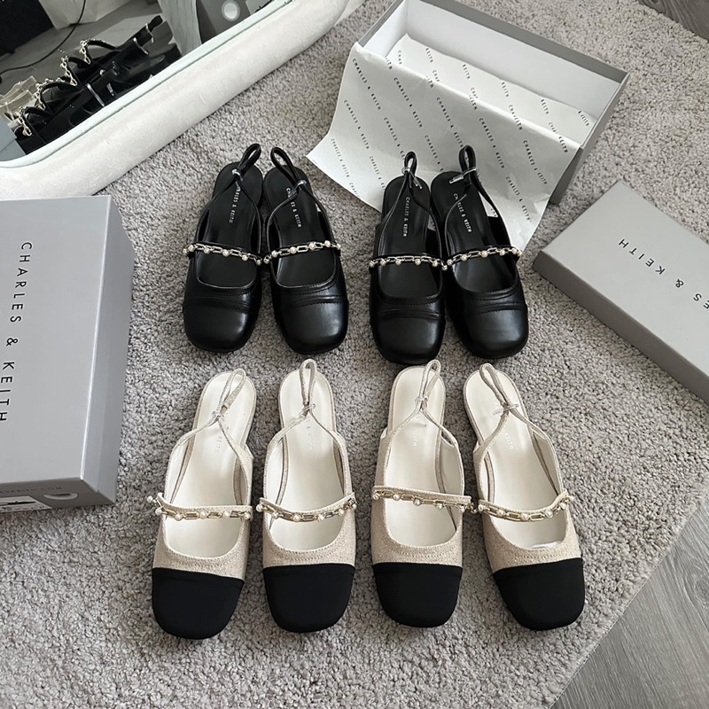 Giày CNK mũi vuông hở gót hàng XK Fullbox