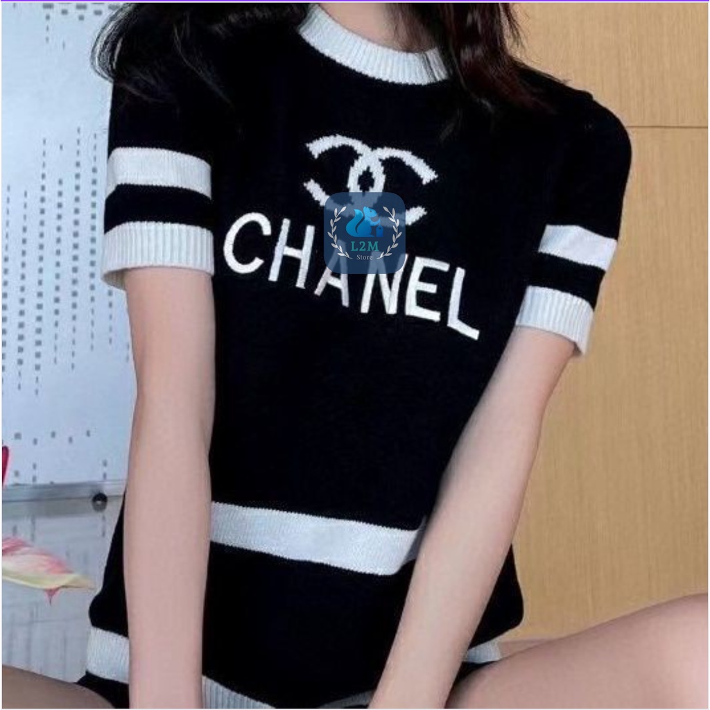 [L2M] Áo len Montoghi dệt kim IN CHỮ và LOGO PHỐI ĐƯỜNG NGANG sang trọng