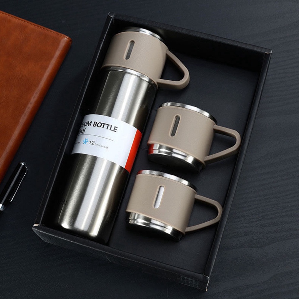 Bình giữ nhiệt 450ml kèm cốc đẹp lõi INOX 304 giữ nhiệt chống tràn có cốc uống, Fullbox Làm Quà Tặng Sang Trọng