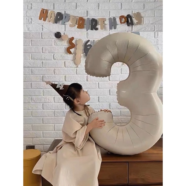 Bóng số cỡ lớn màu Trắng sữa phong cách Hàn Quốc trang trí sinh nhật, sự kiện,chụp ảnh studio