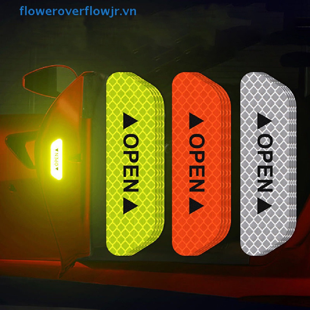 Bộ 4 Miếng Dán Phản Quang Cảnh Báo An Toàn Thông Dụng Cho Cửa Xe Hơi / Xe Máy