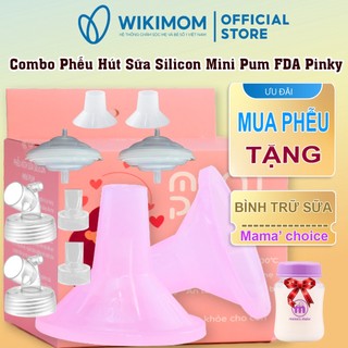 Combo Phễu Hút Sữa Silicon Mini Pum FDA Pinky - Cổ nối rộng - Chặn sữa ngắn cho máy Medela, Spectra, Avent, Cimilre