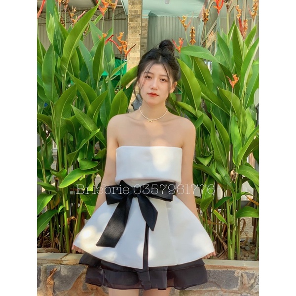 Set áo cúp ngực cột nơ + chân váy TRÂM ANH BOUTIQUE - 296