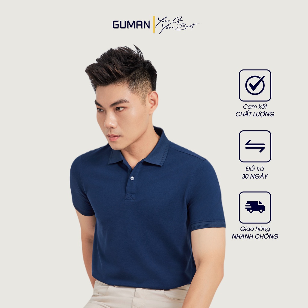 Áo Polo Lucas Chất Liệu Cotton CVC Phom Slimfit Tôn Dáng Màu Xanh Navi GAP061 - GUMAN
