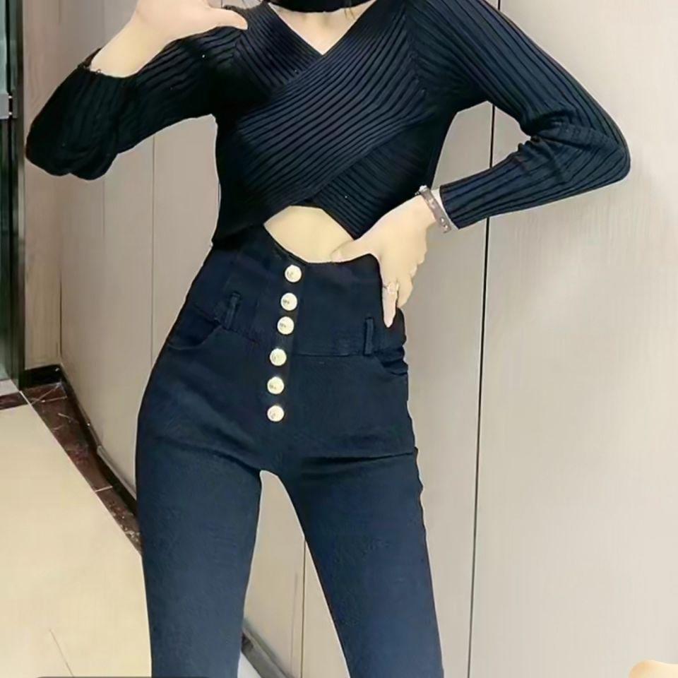 Quần Legging Lưng Cao Đính Hạt Cườm Ôm Dáng Thời Trang Mùa Xuân 2023