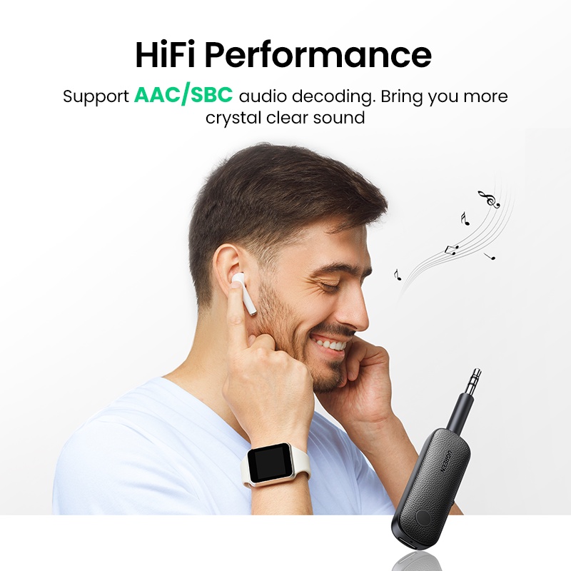 Ugreen Thiết Bị Truyền Nhận Tín Hiệu bluetooth 5.0 2 Trong 1 Giắc Cắm 3.5mm Chuyên Dụng Cho tv / Xe Hơi