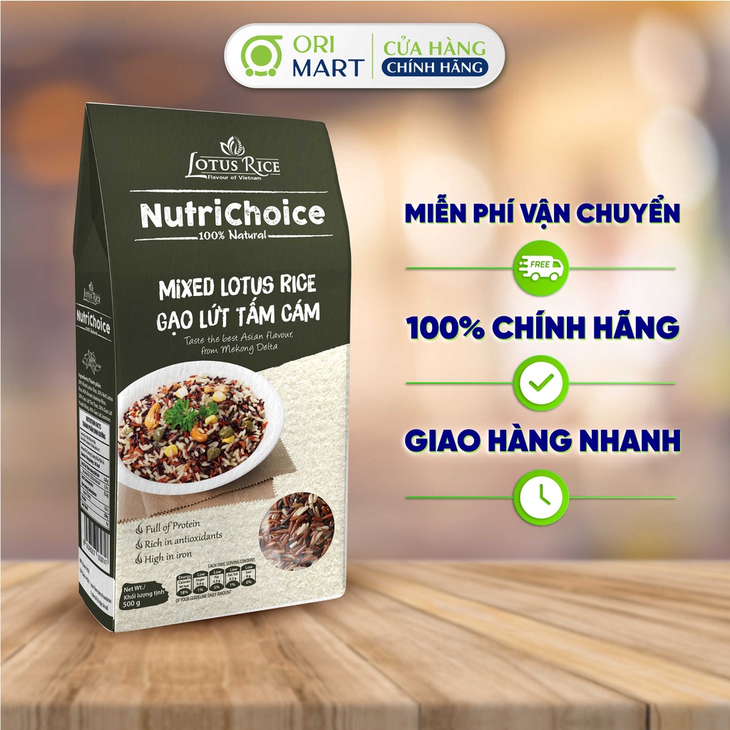 Gạo Lứt 3 Màu NutriChoice Cao Cấp Hỗn Hợp Lứt Nâu Tím Than Huyết Rồng Thơm Ngon Bổ Dưỡng Gói 500G ORIMART