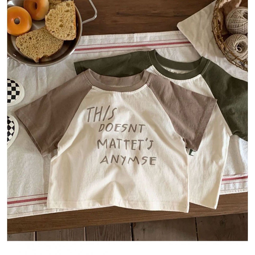 MNGRL Áo Thun Cotton Tay Ngắn Cổ Tròn In Chữ Phong Cách Hàn Quốc Thời Trang Mùa Hè Thoải Mái Cho Trẻ Em