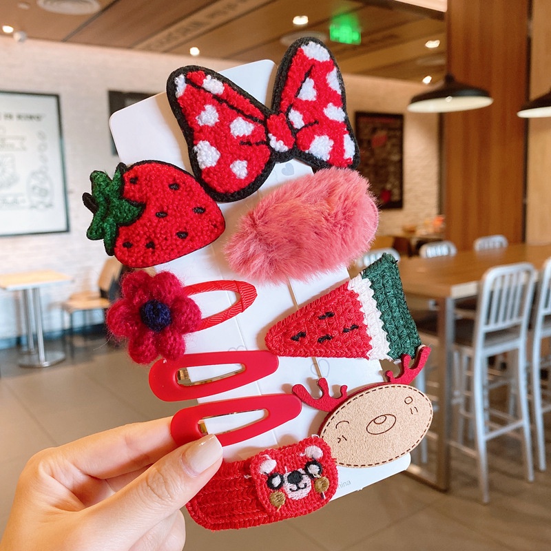 Set kẹp tóc vải bông cute dễ thương phong cách hàn quốc cho bé gái