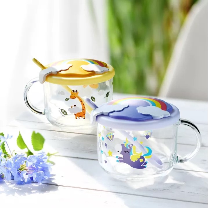 Ly Thủy Tinh Luminarc Unicorn 500ml - Chén Ăn Dặm Có Nắp L9484 | Phân Phối Chính Hãng