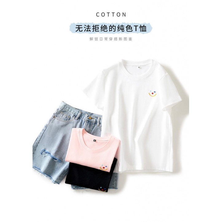 Áo Thun Cotton Tay Ngắn Dáng Rộng Thêu Họa Tiết Thời Trang Mùa Hè 2022