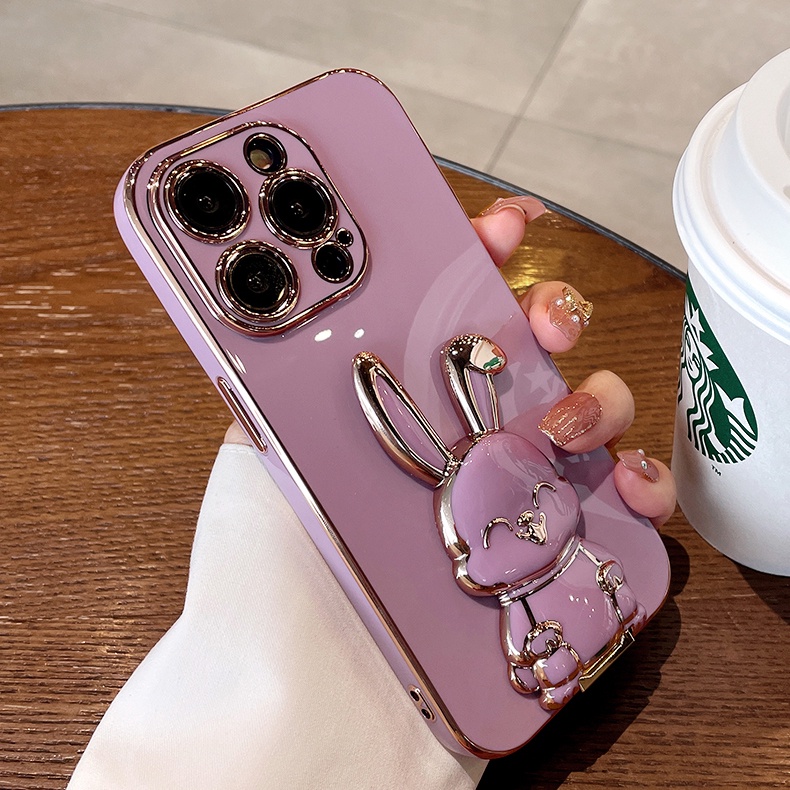 Ốp Điện Thoại Dẻo Họa Tiết Hoạt Hình Chú Thỏ Kèm Giá Đỡ Cho xiaomi 13 13t 12t 12 11t mi 10t pro mi 11 lite ultra