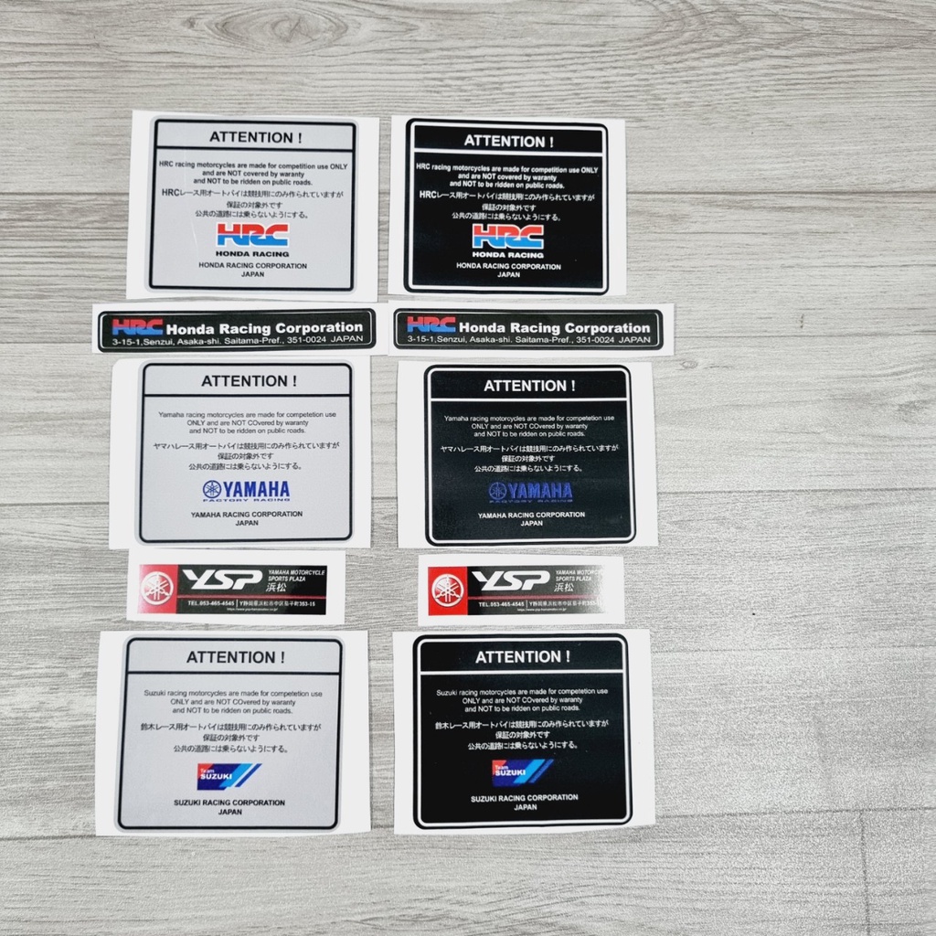 TEM THÔNG SỐ HRC CHO DÒNG XE HONDA NHƯ ZIN CAO CẤP