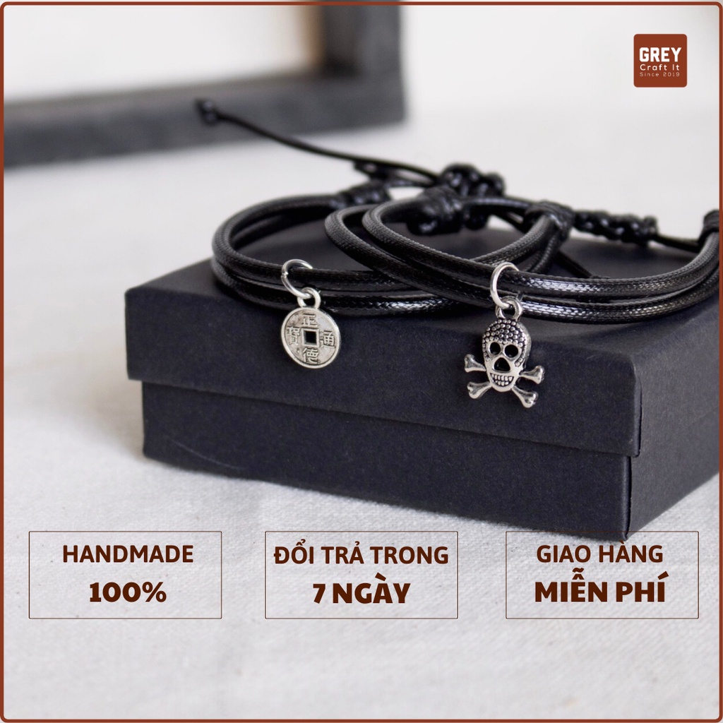 Vòng tay Caim Charm Bạc Dây Da Độc Lạ Chống Nước | Leather Style Minimal Unisex | Handmade 100%