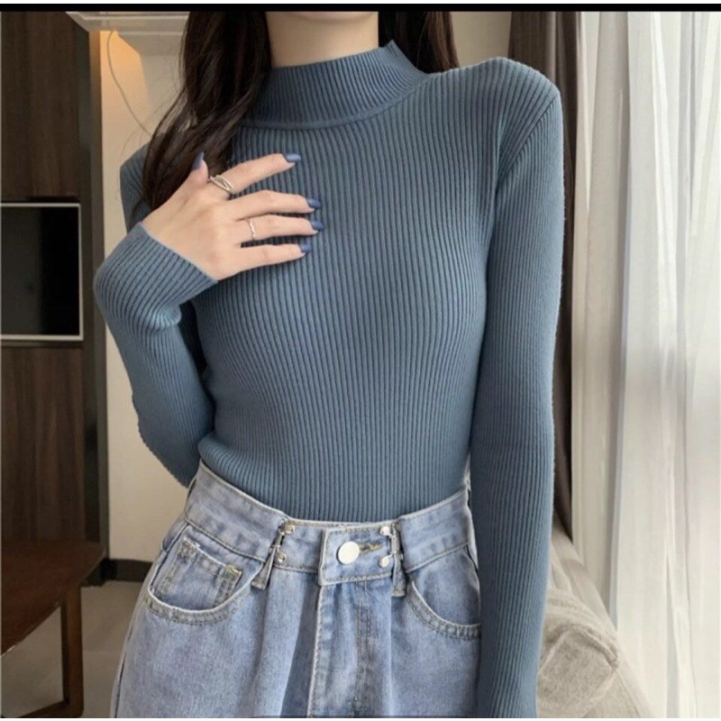 ÁO THU ĐÔNG CỔ CAO VẢI THUN TĂM SIÊU CO GIÃN FEESIZE 40-55KG TÙY CHIỀU CAO DỄ PHỐI Đ