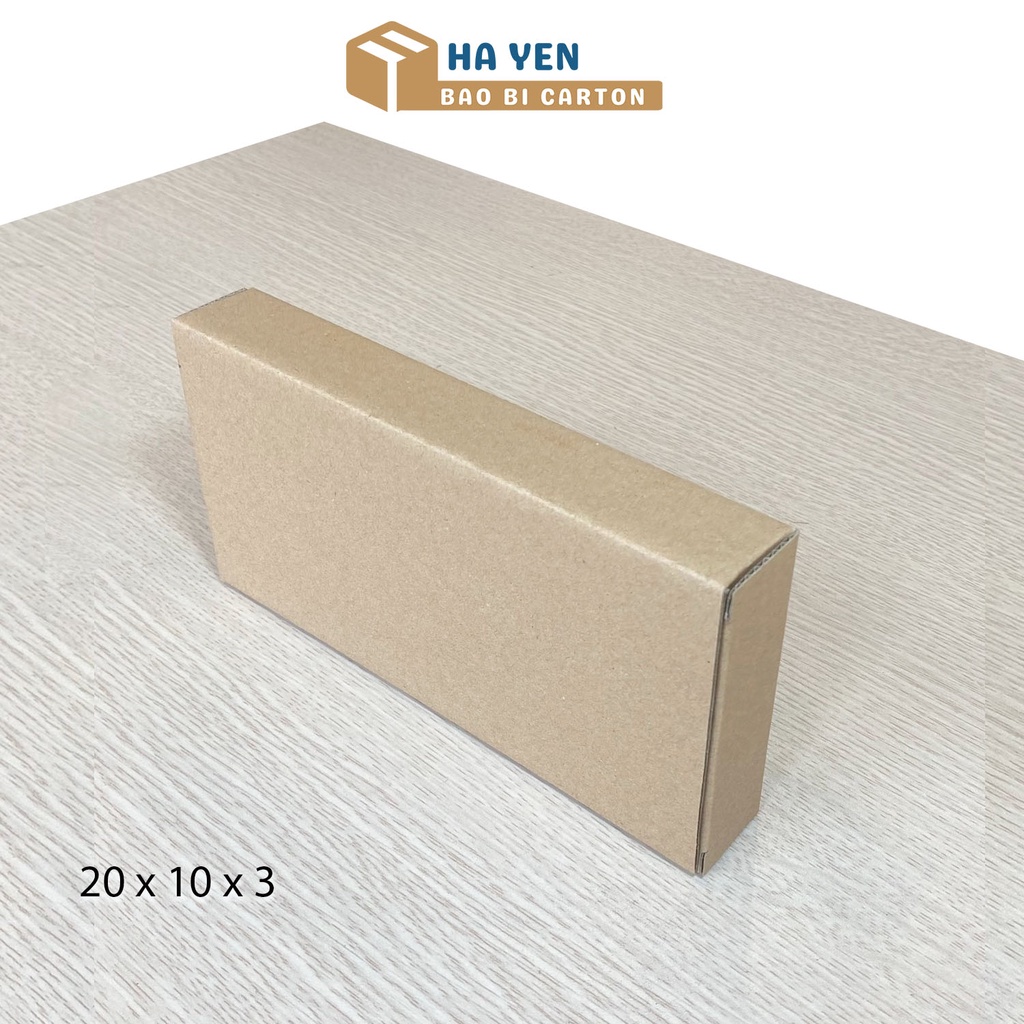 20 x 10 x 3 cm - Combo 100 hộp carton nắp gập 20x10x3 cm đóng hàng