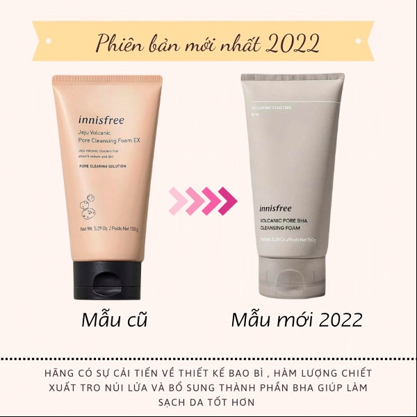 Sữa Rửa Mặt Innisfree Volcanic Pore BHA Cleansing Foam 150ml [MẪU MỚI]