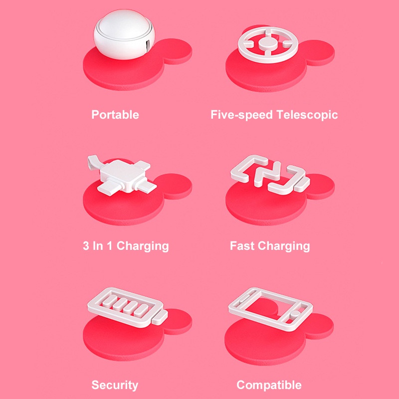 DISNEY Dây Cáp Sạc Nhanh 2.4A 3 Trong 1 Thiết Kế Gấu Pooh Minnie Minnie Stitch Dễ Thương