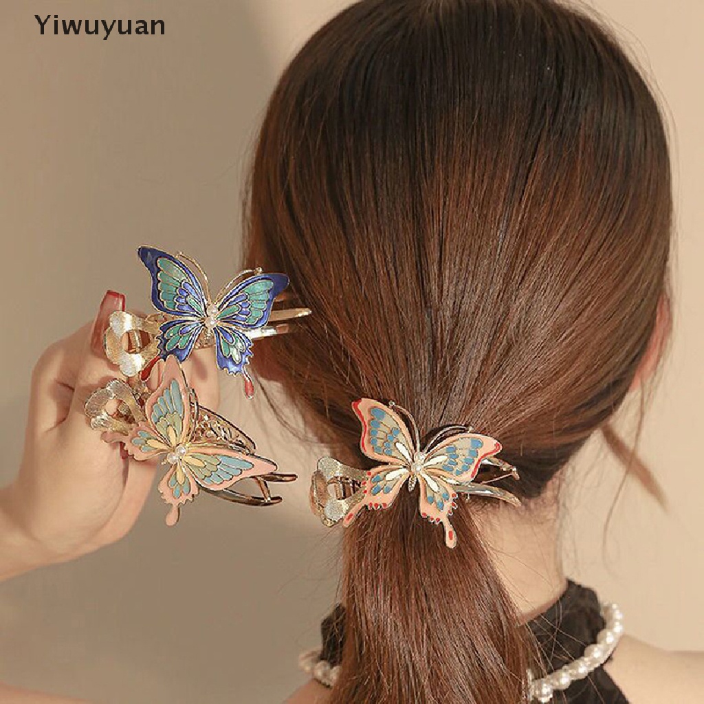 < Yiwuyuan > Kẹp Tóc Đuôi Ngựa Họa Tiết Bướm Sơn Trung Quốc Cổ Điển Phụ Kiện Tóc Đuôi Ngựa Cao Cho Nữ