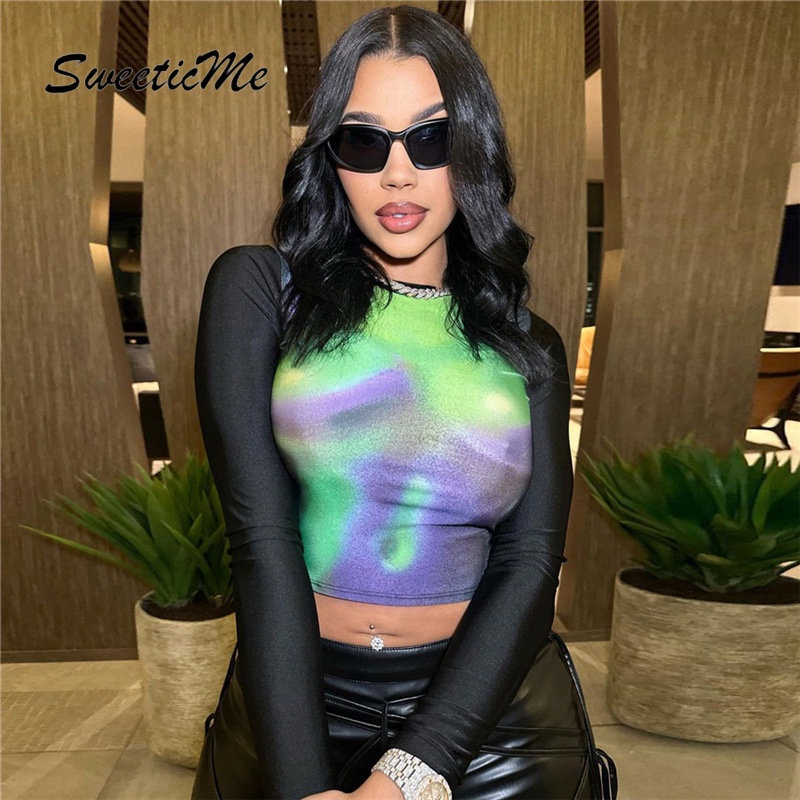 Áo Thun Tay Dài Cổ Tròn Màu Trơn Dáng Ôm Thời Trang 2023 Dành Cho Bạn Nữ