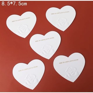 Set tag thiệp hoa hồng dập nổi hình trái tim trắng