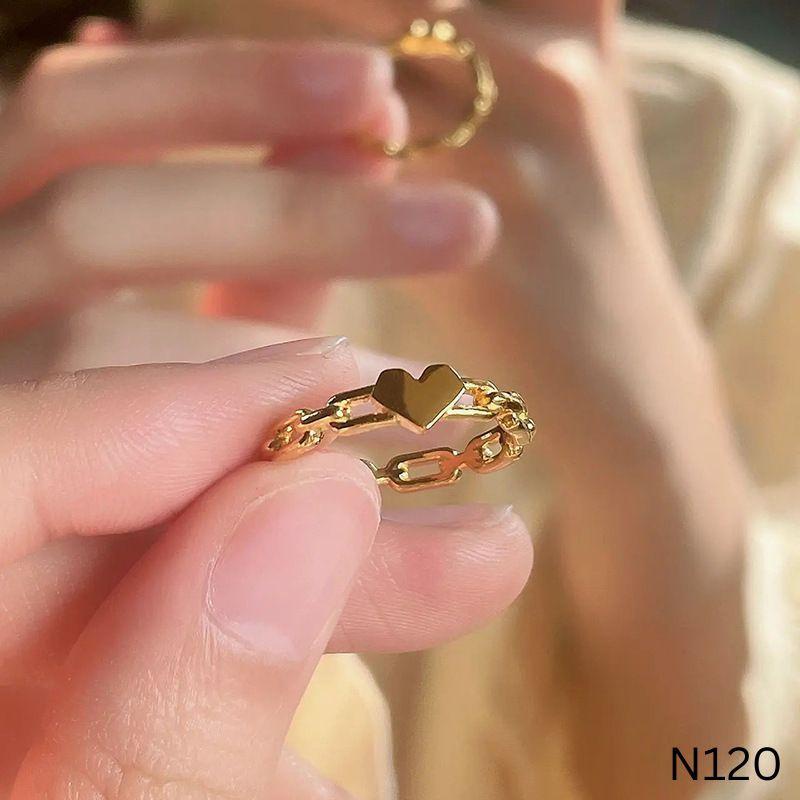 Nhẫn tim mắc xích Titan không đen không gỉ N120