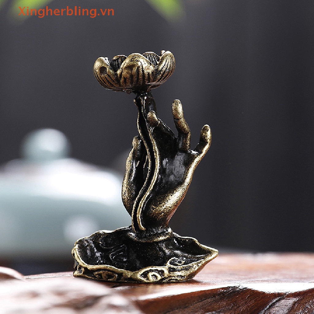 Thác Khói Trầm Hương Bằng Đồng Nguyên Chất Hình Bàn Tay Phật