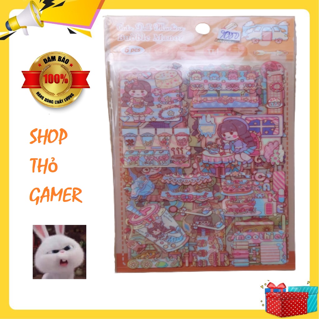 Sticker dán mẫu mới đẹp tuyệt cú mèo luôn 1 bịch gồm 6 tấm ( mỗi tấm có nhiều hình dán)