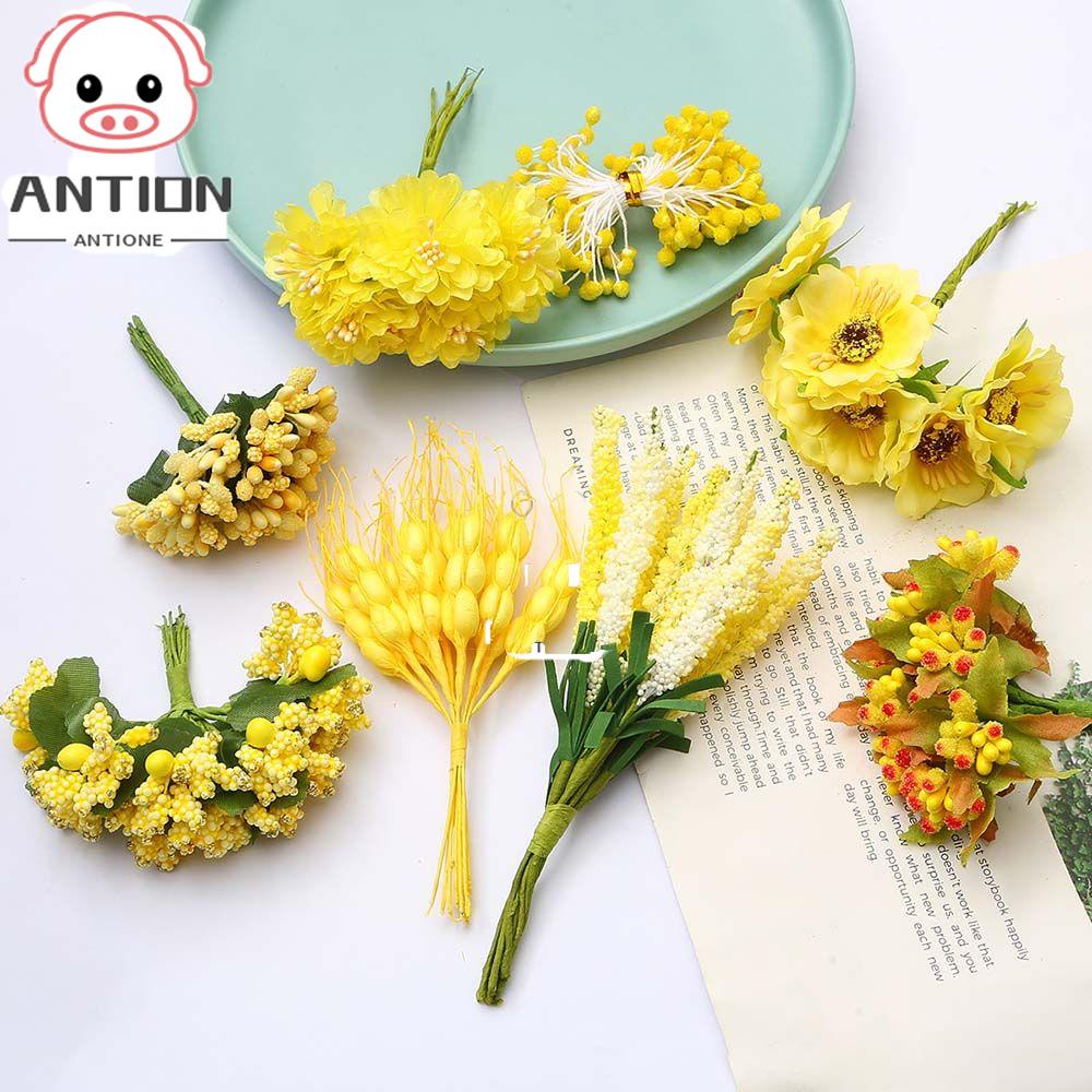 Bó Hoa Anh Đào Nhân Tạo Màu Vàng Chống Nhăn Dùng Trang Trí Tiệc Cưới DIY