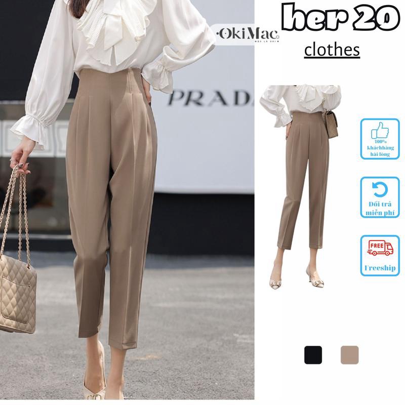 Quần Baggy Công Sở Dáng Suông Xếp Ly Cạp Cao Khóa Sau, Quần Tây Đi Làm Mẫu Mới Her20