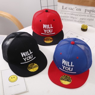 Mũ Lưỡi Trai Trẻ Em Thêu CHữ Will You Phong Cách Hip Hop Mùa Hè Thu Cho Bé