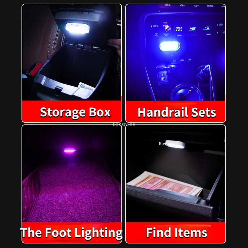 Đèn LED Mini Gắn Trần Xe Hơi Có Công Tắc Cảm Ứng Có Thể Sạc Lại Bằng Cổng USB
