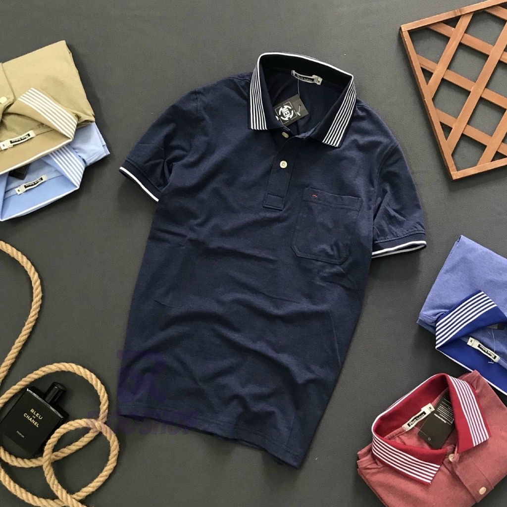 Áo thun có cổ trung niên có túi, áo phông nam polo trung niên trơn đẹp, cotton, xịn màu rêu, xanh, đỏ RIOOSHOP RCP003