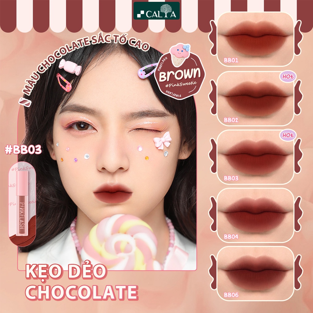 Son Kem Lì PinkFlash Mềm Mịn Như Nhung, Bền Màu - Pink Flash Pinksweetie Powdery Lipgloss PF L16