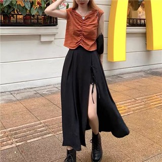 [ ORDER ] chân váy xẻ cao buộc dây cá tính ( Ảnh thật cuối )