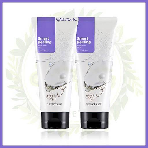 Tẩy tế bào chết mặt The Face Shop ngọc trai Hàn Quốc Smart Peeling White Jewel 120ml trắng da da chết