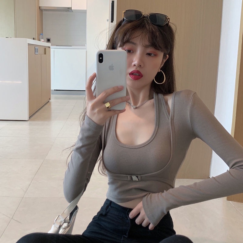 Áo Thun Tay Dài Giả Hai Lớp Thời Trang Cá Tính Cho Nữ