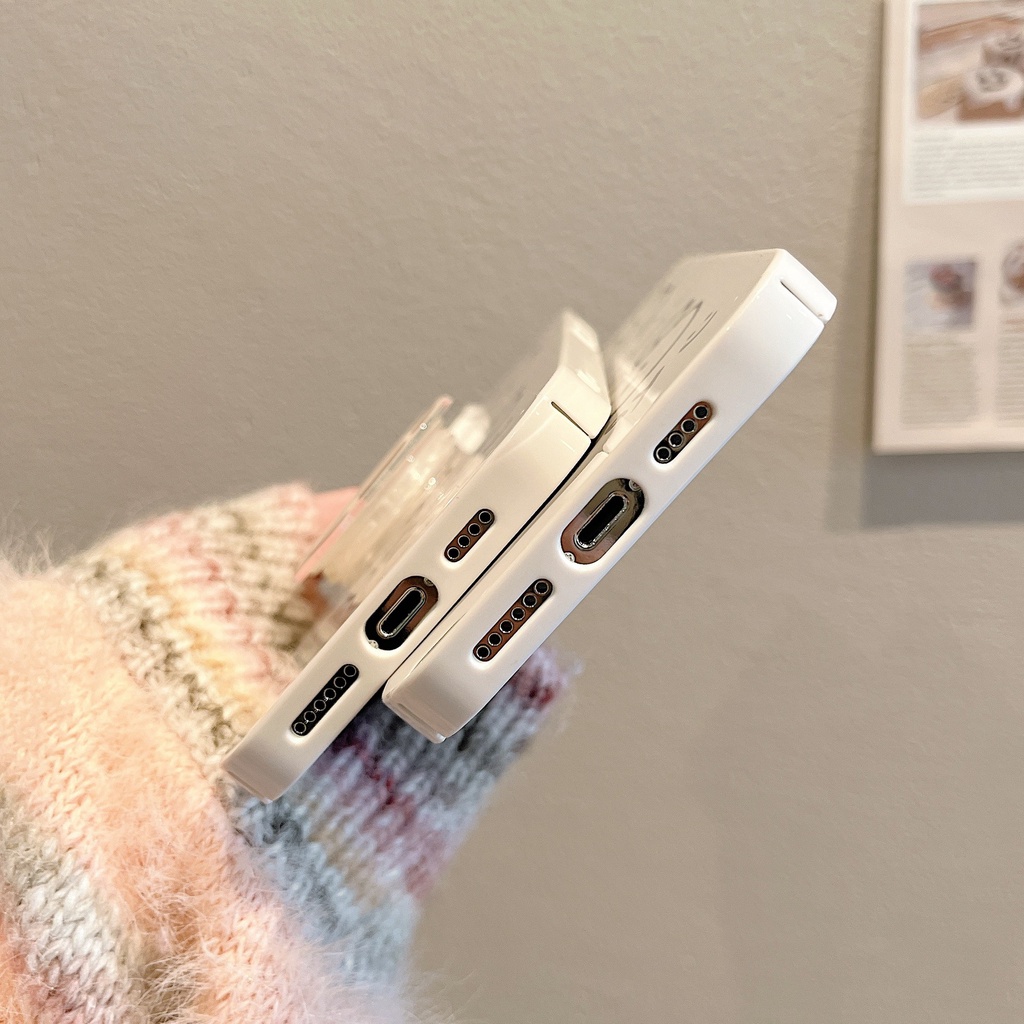 Ốp Điện Thoại Silicon Họa Tiết Hoạt Hình Chú Thỏ Dễ Thương Kèm Giá Đỡ Cho iPhone11 14promax 13