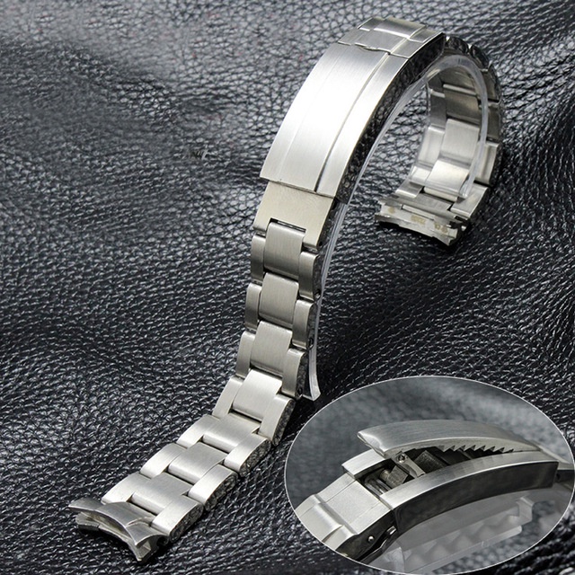 2/5✈Dây Đeo Đồng Hồ Rolex Bằng Inox Màu Đen / Xanh Lá Có Khóa Cài 20