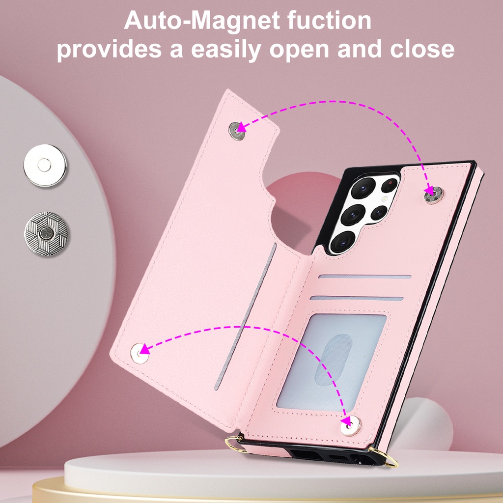 Ốp Điện Thoại Da Kèm Ngăn Đựng Thẻ Đeo Chéo Sang Trọng Cho Samsung Galaxy S21 S23 S22 Plus Note 20 Ultra