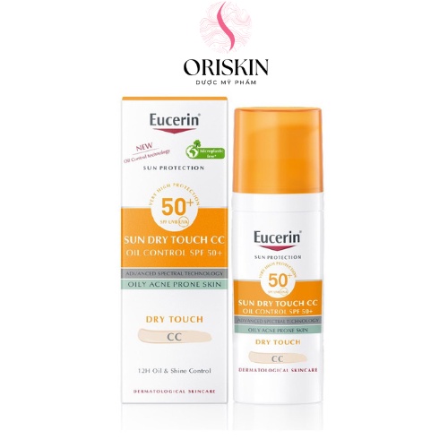 Eucerin - Kem Chống Nắng Trang Điểm Kiềm Dầu Có Màu Sun Dry Touch CC Acne Oil Control SPF 50+ 50ml