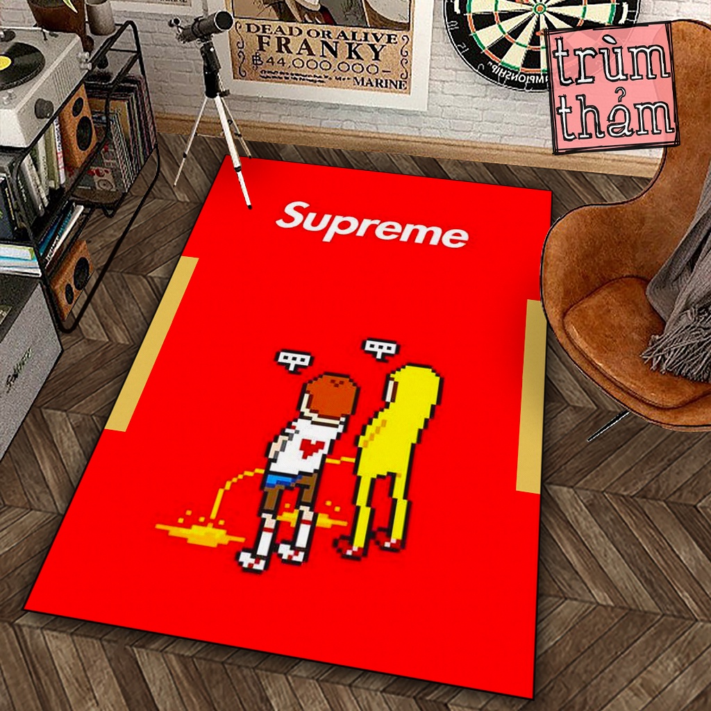 Thảm Trang Trí Jmcase Supreme Logo Biểu Tượng Pixel Cartoon X Decor Phòng Ngủ Phòng Khách Văn Phòng